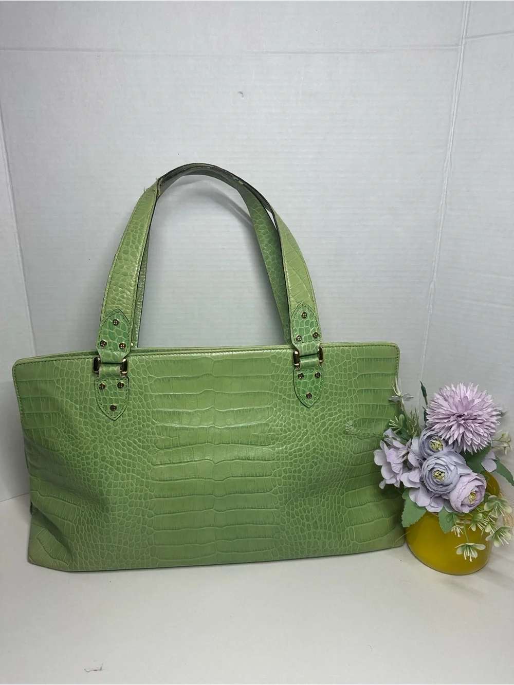kate spade Light Green Croc-Embossed Tote